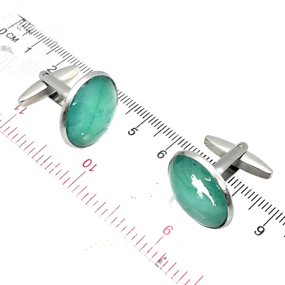 Cufflinks silver plated handcrafted glass